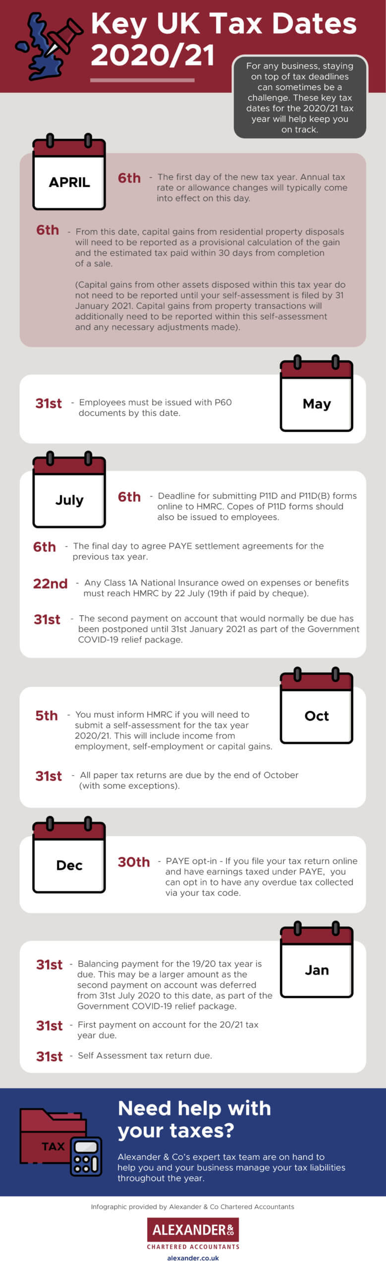 Important tax dates for businesses in 2020/21